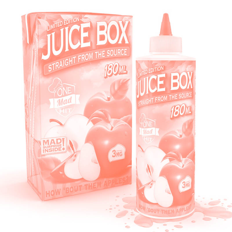 Juice Box flavored vape juice, designed to look like an apple juice box for kids.
